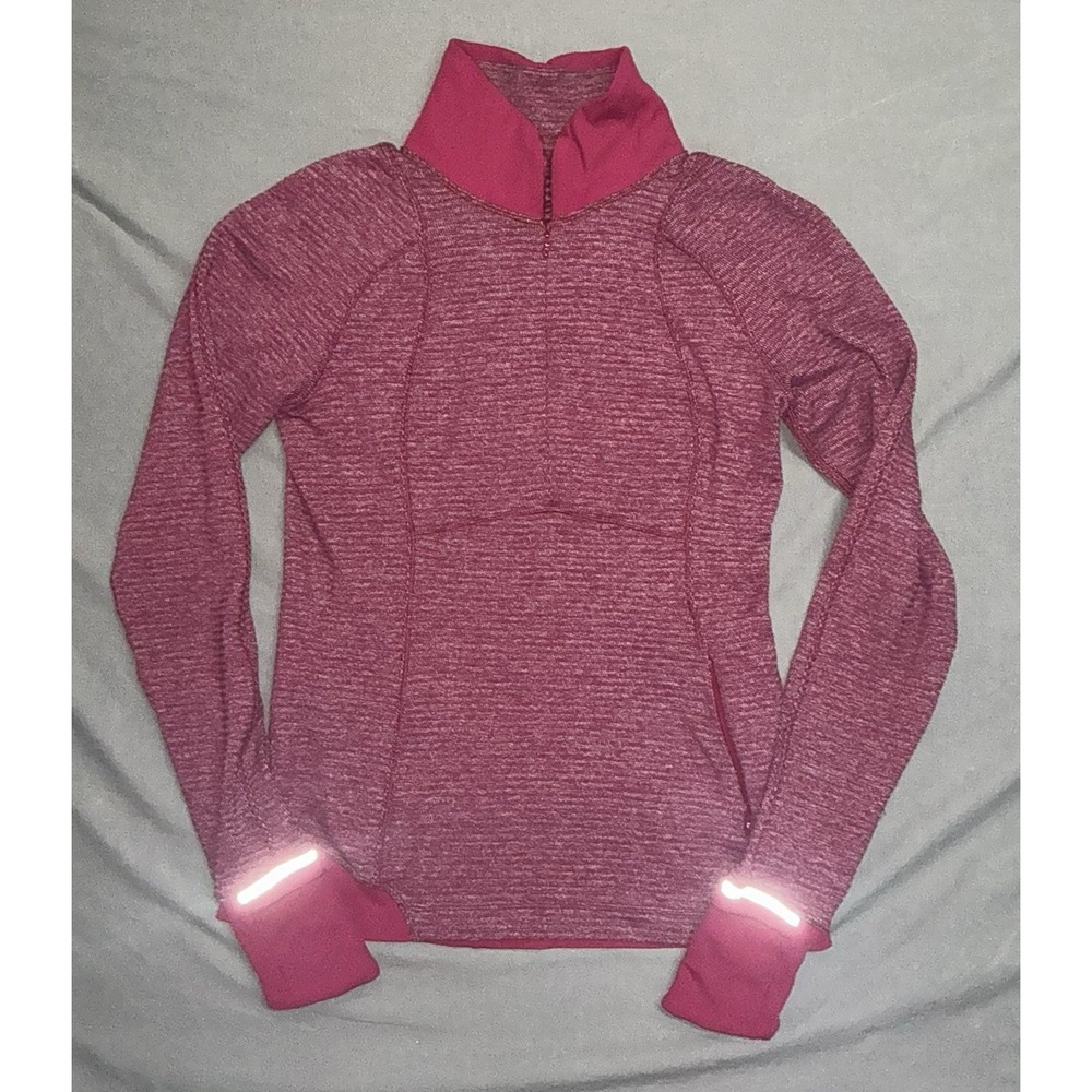 Lululemon Runderful 1/2 ZipMini Check Pique Bordeaux Drama Heathered Berry 6